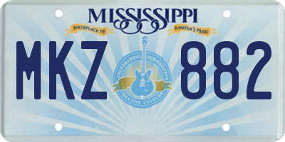 MS license plate MKZ882
