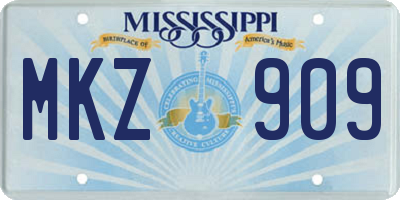 MS license plate MKZ909