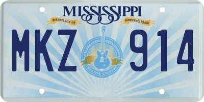 MS license plate MKZ914