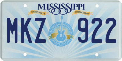 MS license plate MKZ922