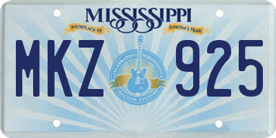 MS license plate MKZ925