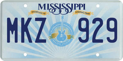 MS license plate MKZ929