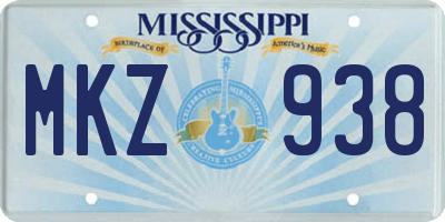 MS license plate MKZ938