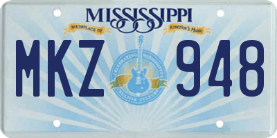MS license plate MKZ948