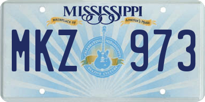 MS license plate MKZ973