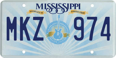 MS license plate MKZ974