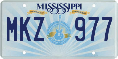 MS license plate MKZ977
