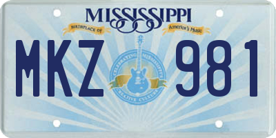 MS license plate MKZ981