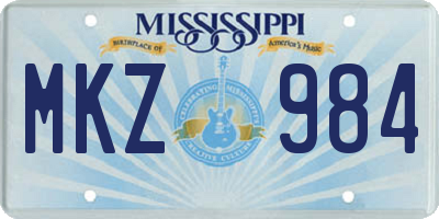 MS license plate MKZ984