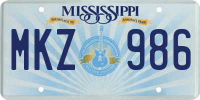 MS license plate MKZ986