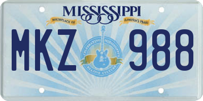 MS license plate MKZ988