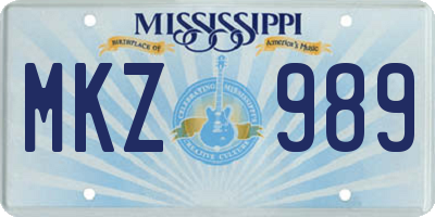 MS license plate MKZ989