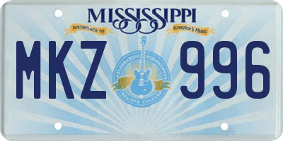 MS license plate MKZ996