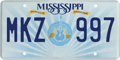 MS license plate MKZ997