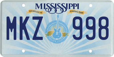 MS license plate MKZ998