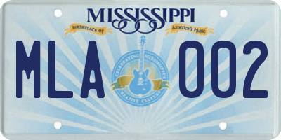 MS license plate MLA002
