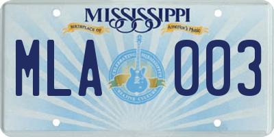 MS license plate MLA003