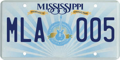 MS license plate MLA005