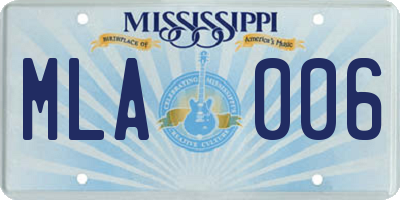 MS license plate MLA006