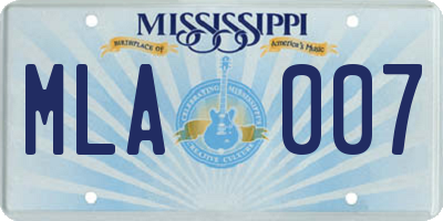 MS license plate MLA007