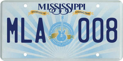 MS license plate MLA008