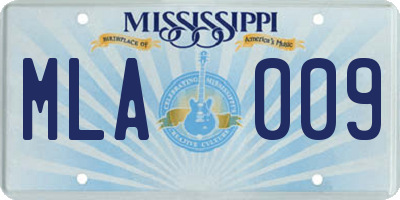 MS license plate MLA009
