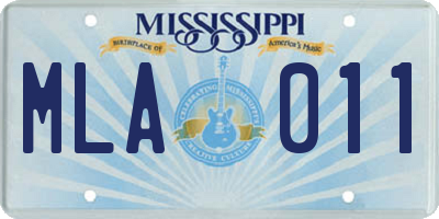 MS license plate MLA011