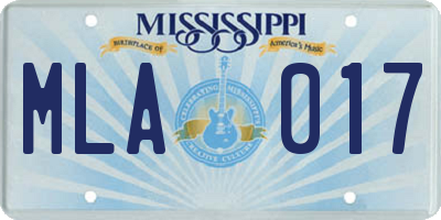 MS license plate MLA017