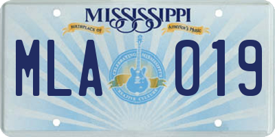 MS license plate MLA019