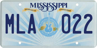MS license plate MLA022