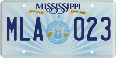 MS license plate MLA023