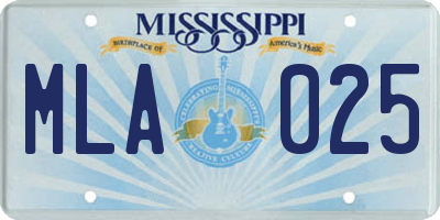 MS license plate MLA025