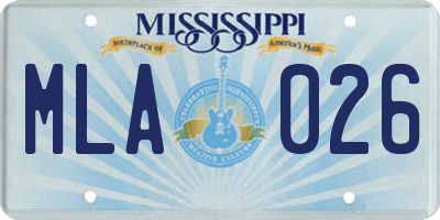 MS license plate MLA026