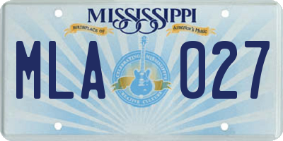 MS license plate MLA027