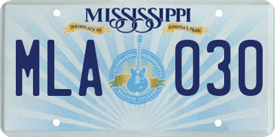 MS license plate MLA030
