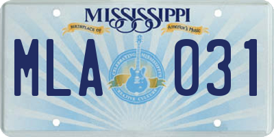 MS license plate MLA031