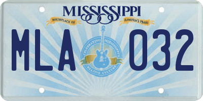 MS license plate MLA032