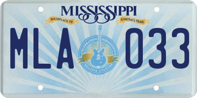 MS license plate MLA033