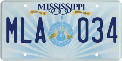 MS license plate MLA034