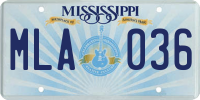 MS license plate MLA036