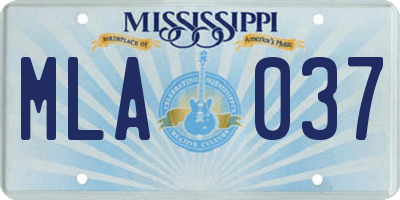 MS license plate MLA037
