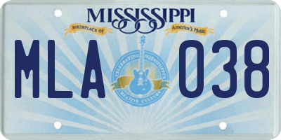 MS license plate MLA038