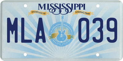 MS license plate MLA039