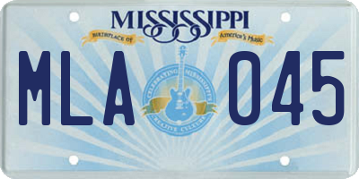 MS license plate MLA045