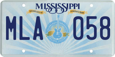 MS license plate MLA058