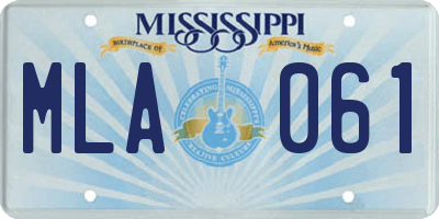 MS license plate MLA061