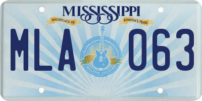 MS license plate MLA063