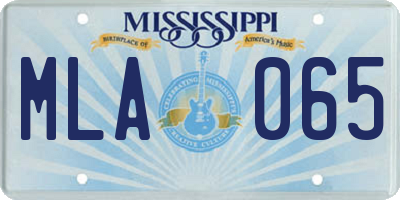 MS license plate MLA065