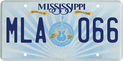 MS license plate MLA066