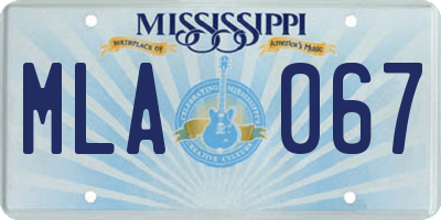 MS license plate MLA067